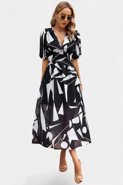 Georgina Vestido Midi Floral con Escote en V