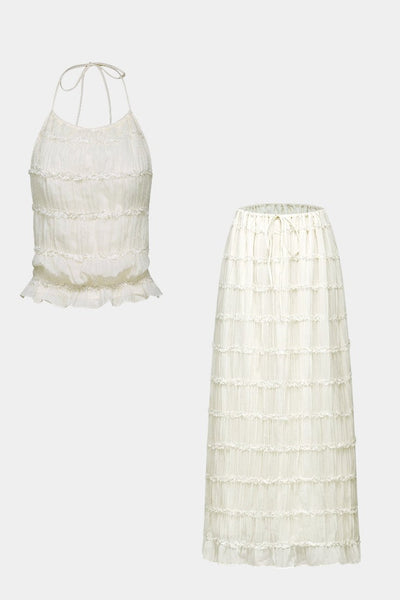 Eugenie Conjunto a Juego con Top Plisado y Falda
