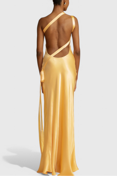 Lucra Vestido Maxi con Tirantes Diagonales y Espalda Descubierta
