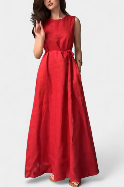 Rosetta Vestido Suave sin Mangas con Lazo Ajustable