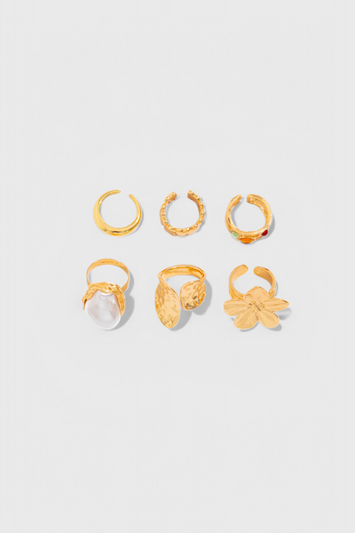 Anillo Abierto en Forma de Flor Líquida de Perla