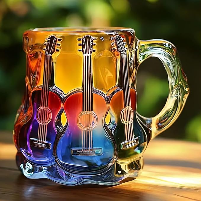 Taza Hecha a Mano con Motivos de Guitarra 3D
