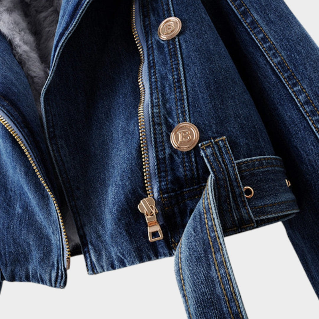 Alessia™ | Chaqueta Vaquera Mujer con Cuello de Pelo