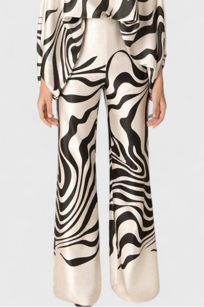 Sybella Conjunto de Dos Piezas con Hombros Descubiertos y Pantalones Amplios Estampados