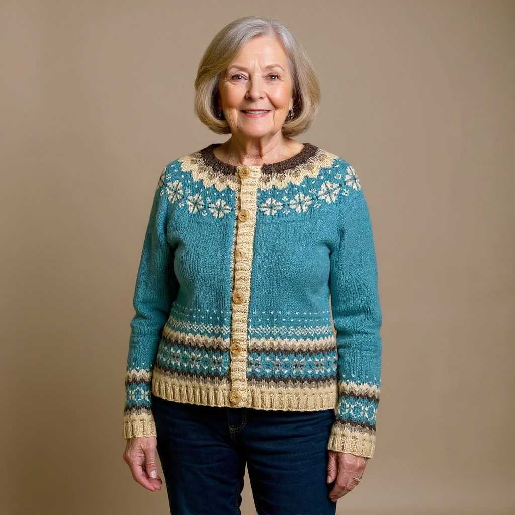 Cassandra | Chaqueta de punto vintage con estampado de isla