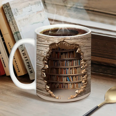 Taza Mágica con Cambio Térmico | Vista de Biblioteca  Estantería que Desaparece