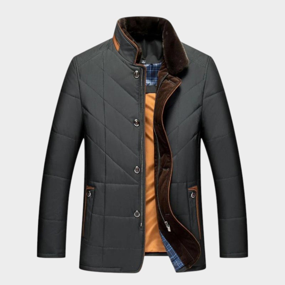 Helmfried™ | Chaqueta acolchada de hombre con cuello de piel