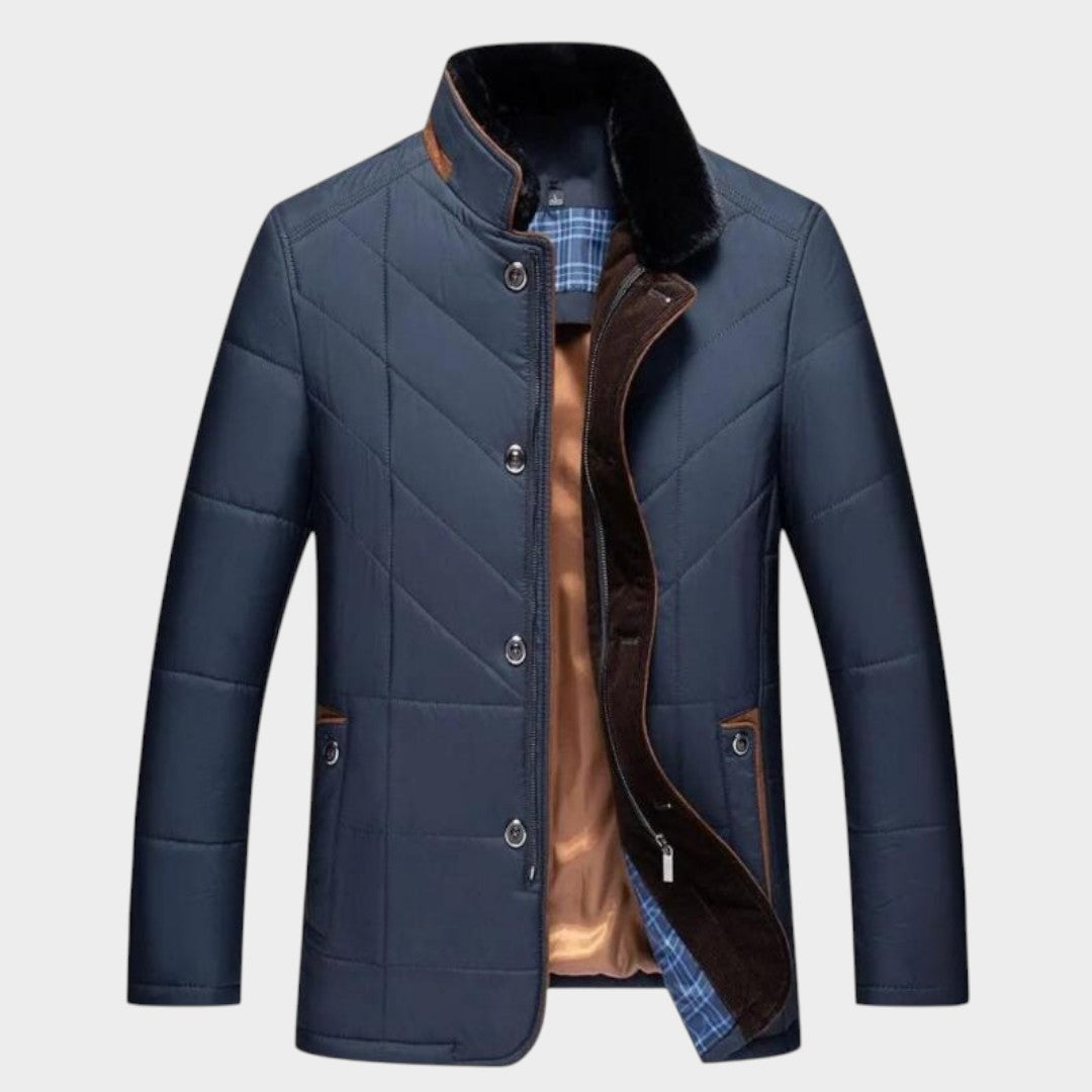 Helmfried™ | Chaqueta acolchada de hombre con cuello de piel