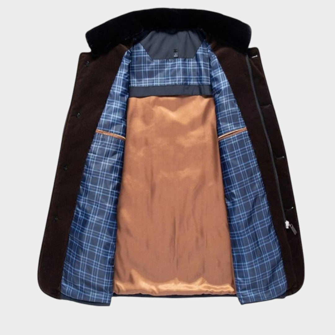 Helmfried™ | Chaqueta acolchada de hombre con cuello de piel