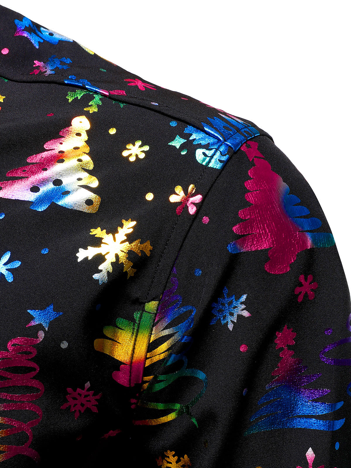 Camisa de manga larga regular fit para hombre con estampado dorado navideño