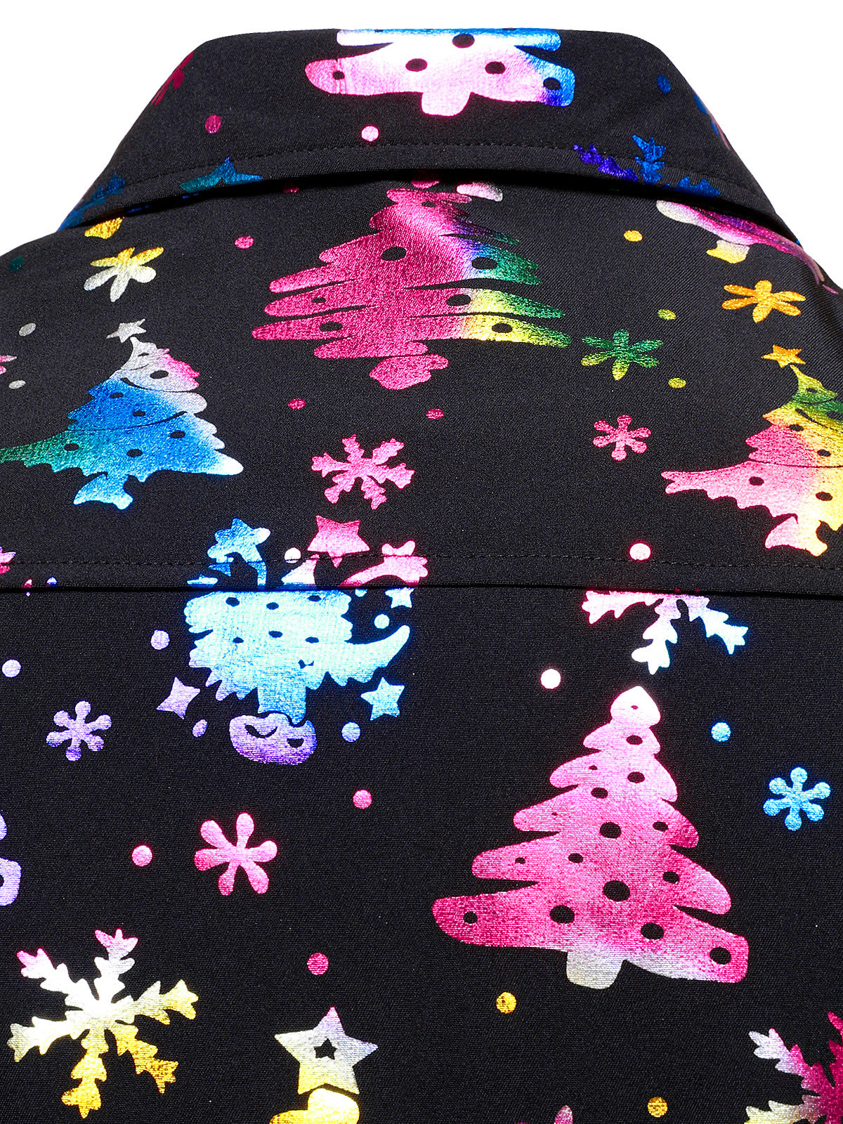 Camisa de manga larga regular fit para hombre con estampado dorado navideño