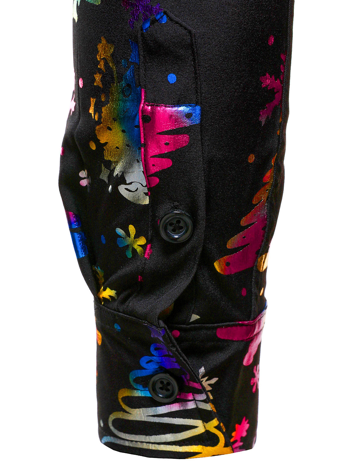 Camisa de manga larga regular fit para hombre con estampado dorado navideño