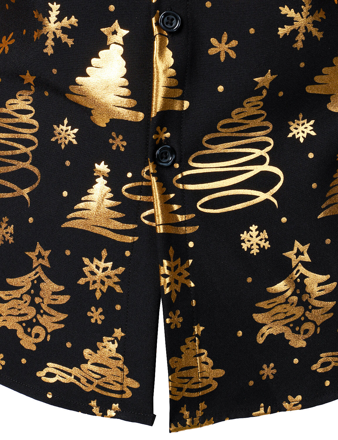 Camisa de hombre de Navidad en oro con manga larga en color negro