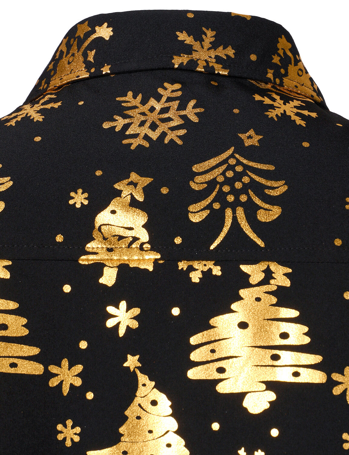 Camisa de hombre de Navidad en oro con manga larga en color negro