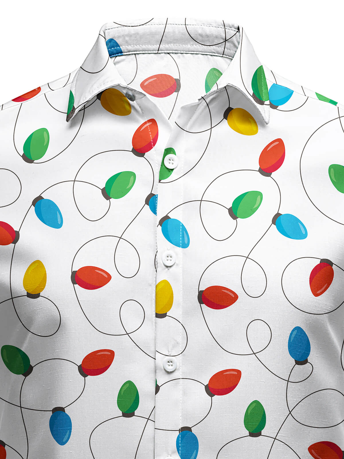 Camisa de hombre de manga larga para Navidad con luces de hadas