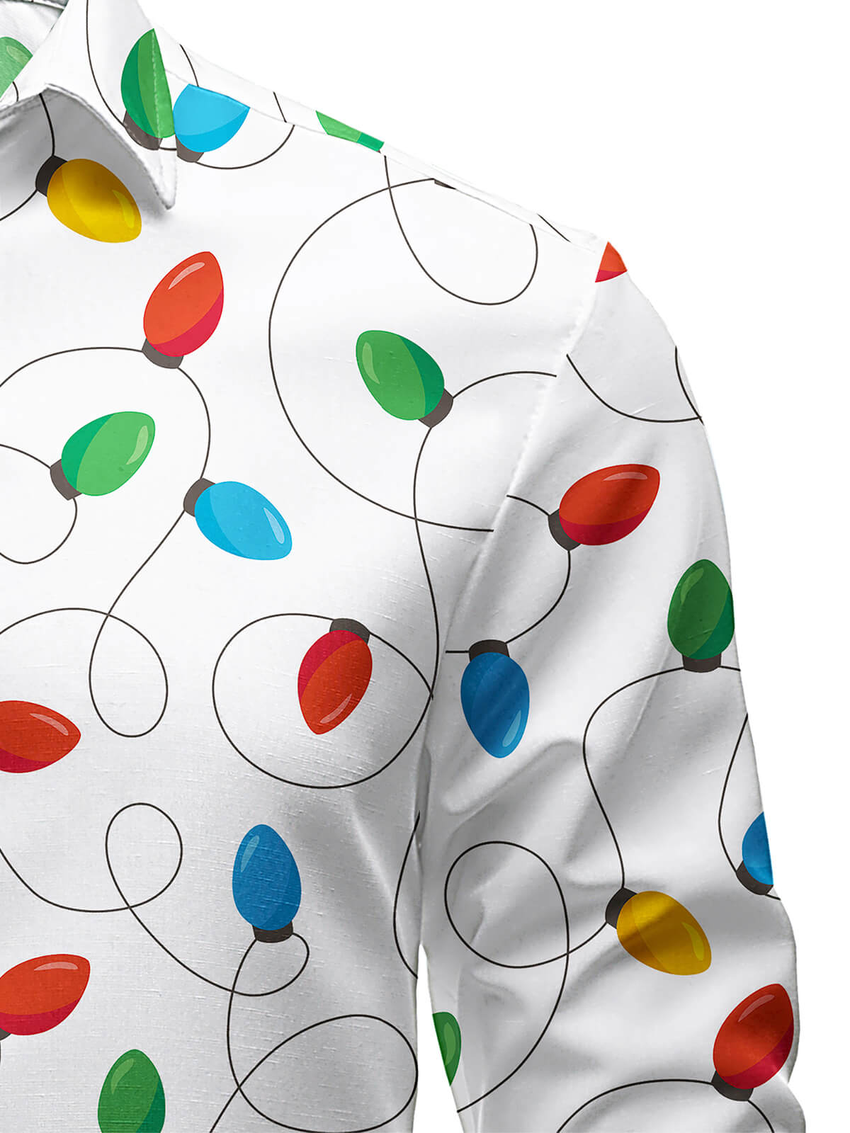 Camisa de hombre de manga larga para Navidad con luces de hadas