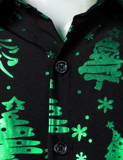Camisa de hombre de Navidad con ajuste regular de manga larga en verde