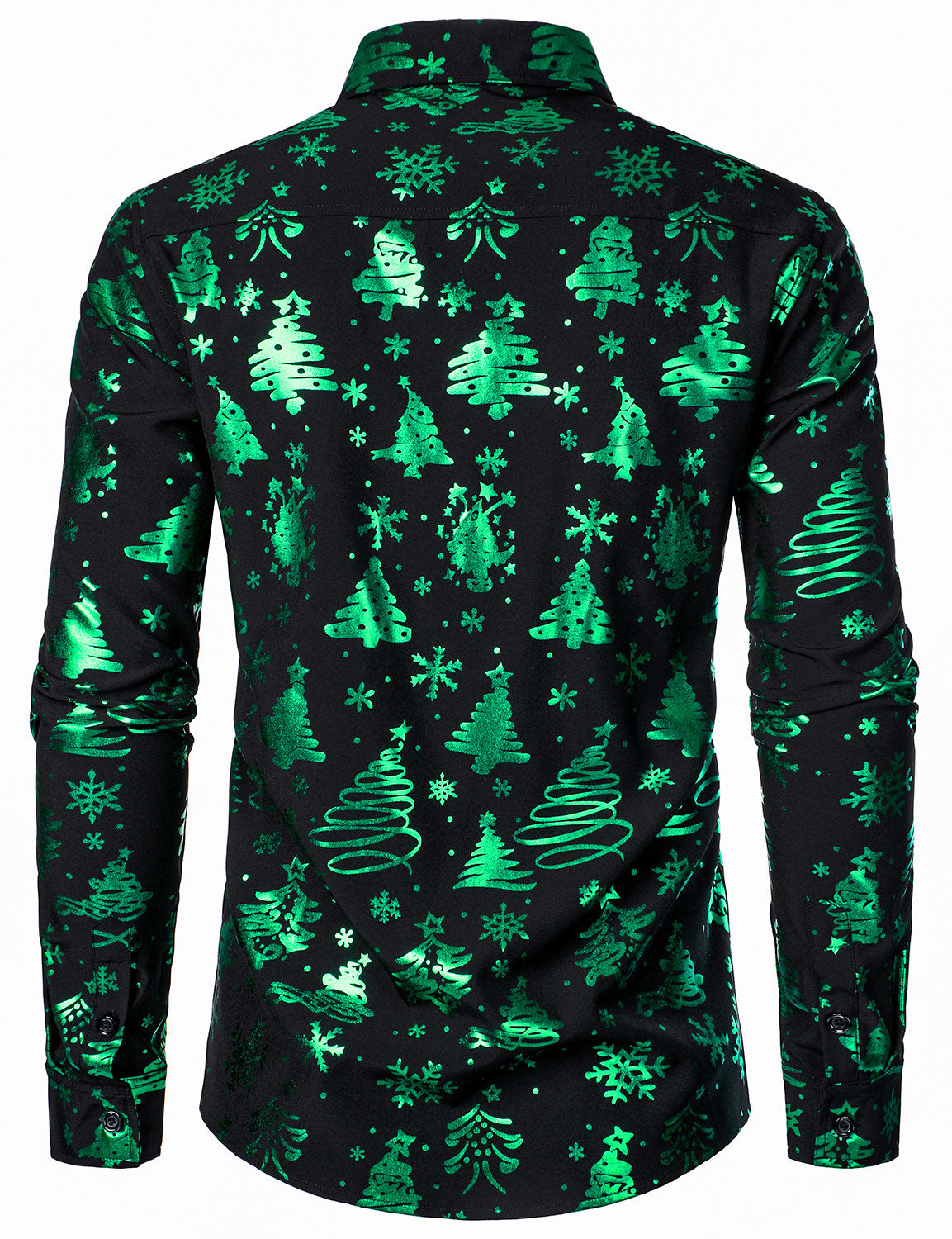 Camisa de hombre de Navidad con ajuste regular de manga larga en verde