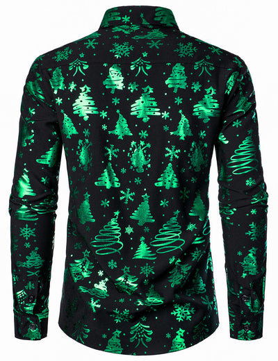 Camisa de hombre de Navidad con ajuste regular de manga larga en verde