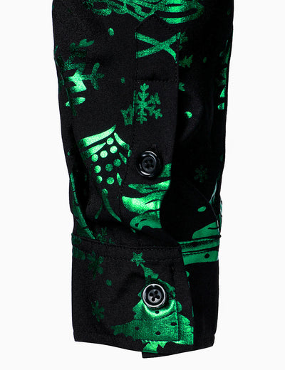 Camisa de hombre de Navidad con ajuste regular de manga larga en verde