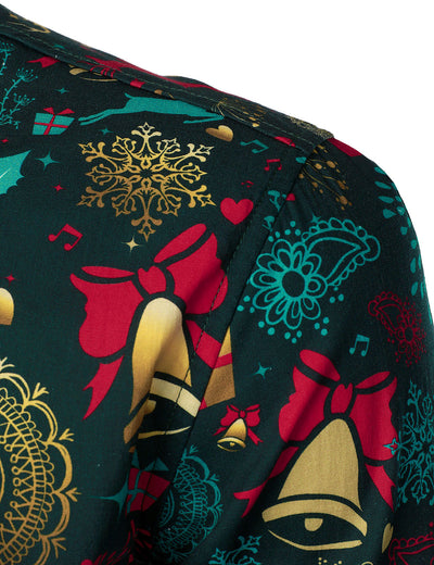 Camisa de algodón de manga larga para hombre con reno navideño