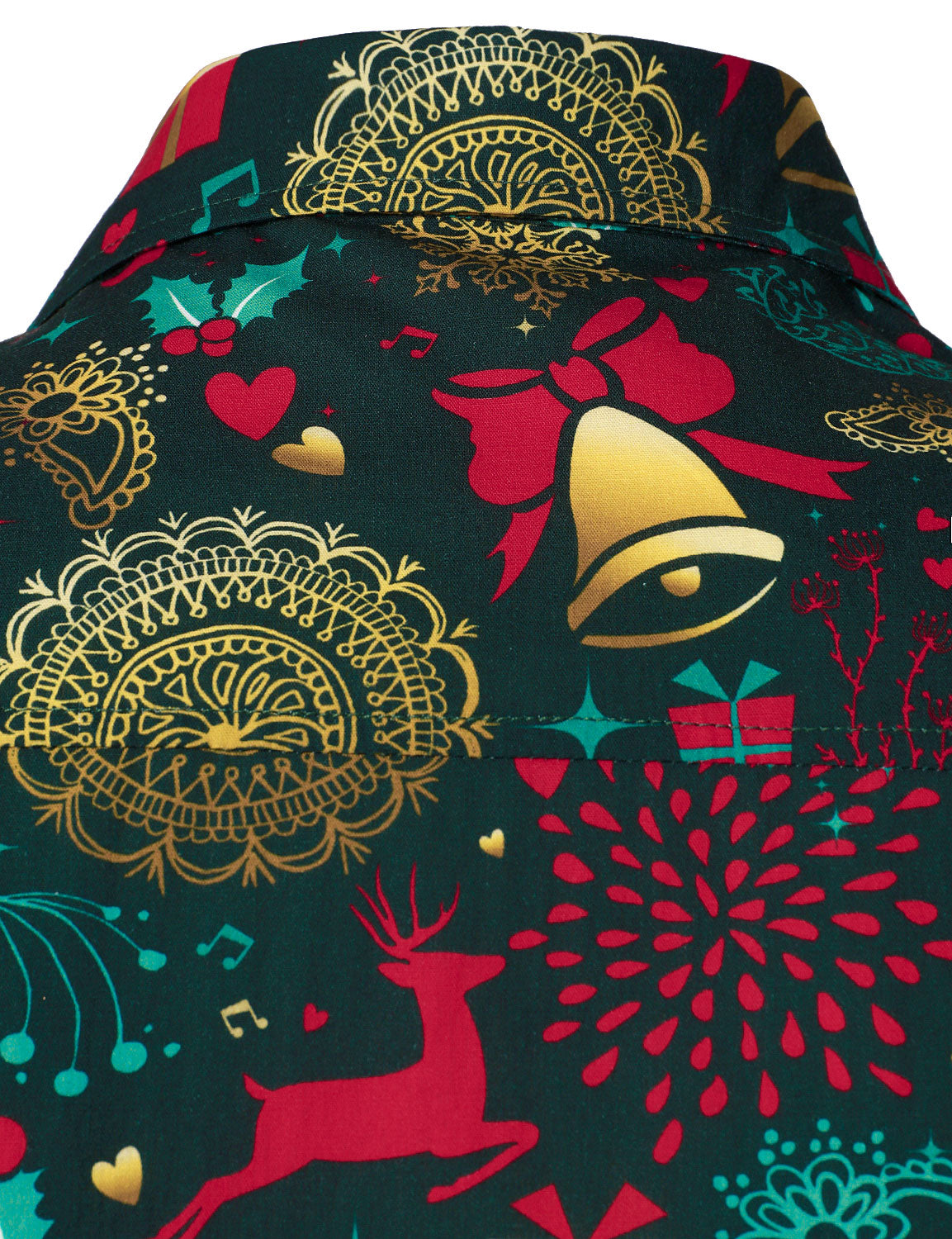 Camisa de algodón de manga larga para hombre con reno navideño