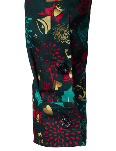 Camisa de algodón de manga larga para hombre con reno navideño