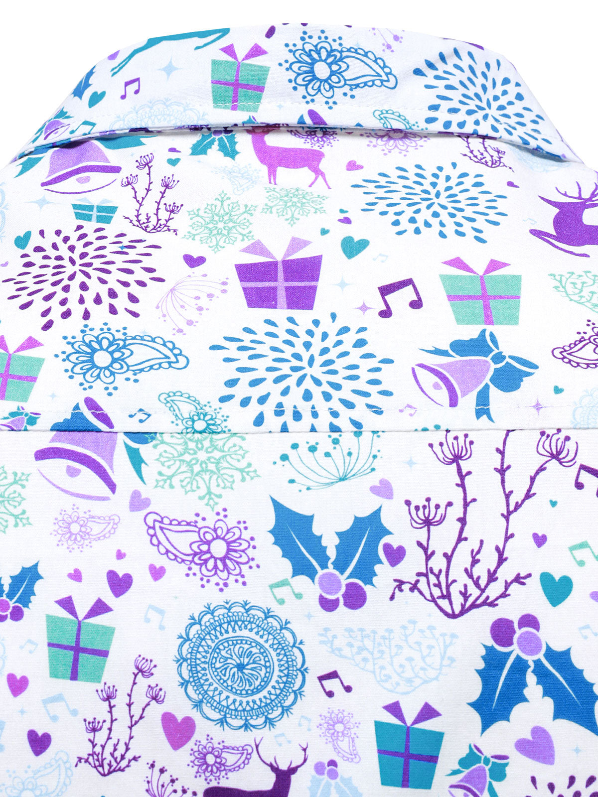 Camisa de manga larga blanca de Navidad con print festivo de reno para hombre