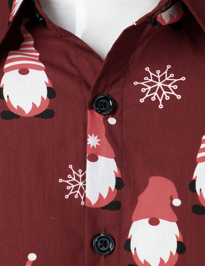 Camisa de manga larga de algodón para hombre con dibujo navideño de duende rojo y dulce