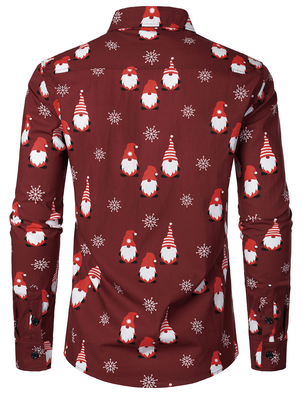 Camisa de manga larga de algodón para hombre con dibujo navideño de duende rojo y dulce