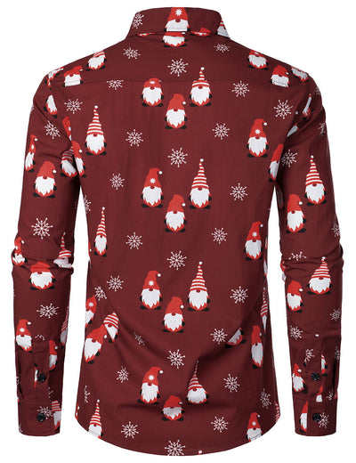 Camisa de manga larga de algodón para hombre con dibujo navideño de duende rojo y dulce