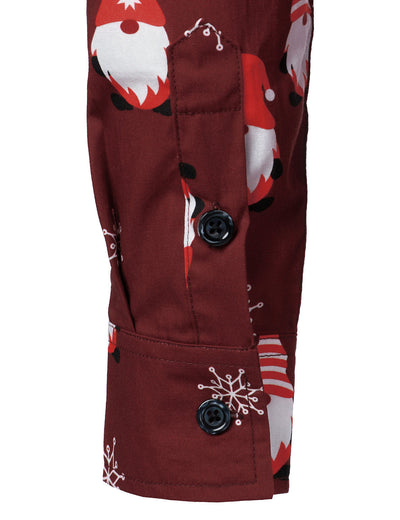 Camisa de manga larga de algodón para hombre con dibujo navideño de duende rojo y dulce