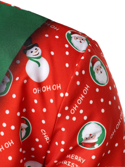 Camisa de manga larga con estampado de muñeco de nieve de Santa Claus para hombres, ropa divertida temática navideña
