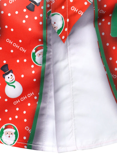 Camisa de manga larga con estampado de muñeco de nieve de Santa Claus para hombres, ropa divertida temática navideña
