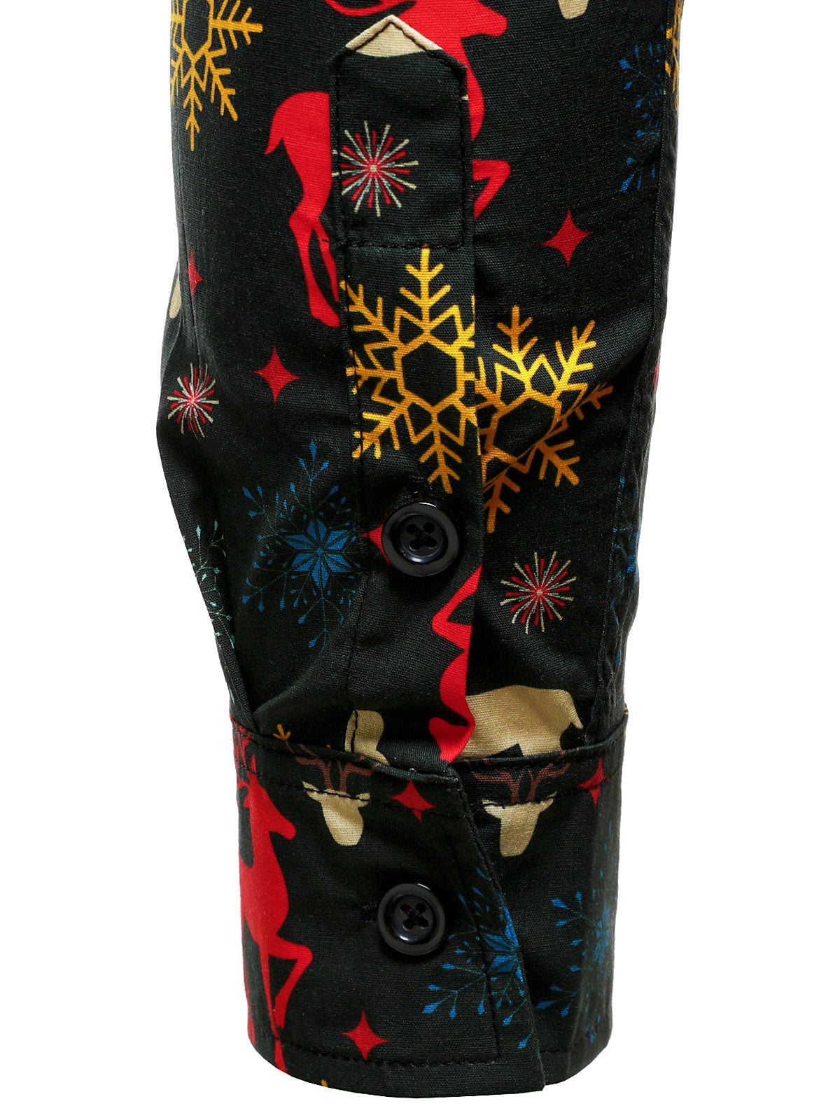 Camisa de manga larga festiva con tema navideño para hombre con reno