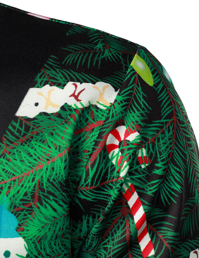 Camisa de manga larga de ajuste regular con estampado de camuflaje navideño para hombre, ropa temática divertida