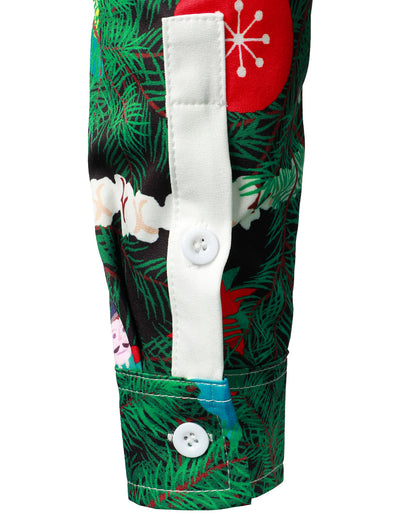 Camisa de manga larga de ajuste regular con estampado de camuflaje navideño para hombre, ropa temática divertida