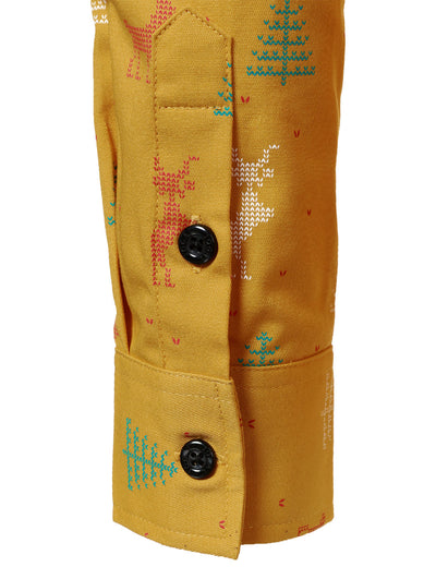 Camisa de manga larga con diseño de ciervo navideño para hombre y transpirable