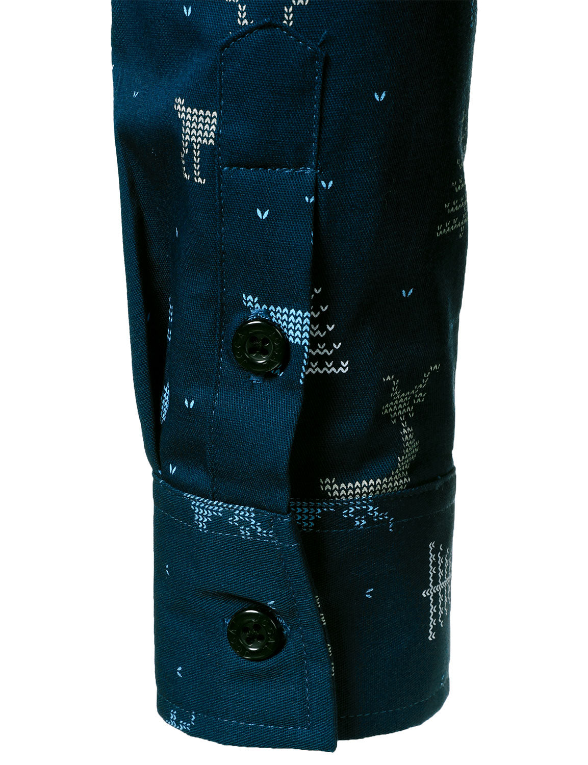 Camisa de manga larga para hombre con estampado de ciervo navideño y diseño transpirable en azul marino