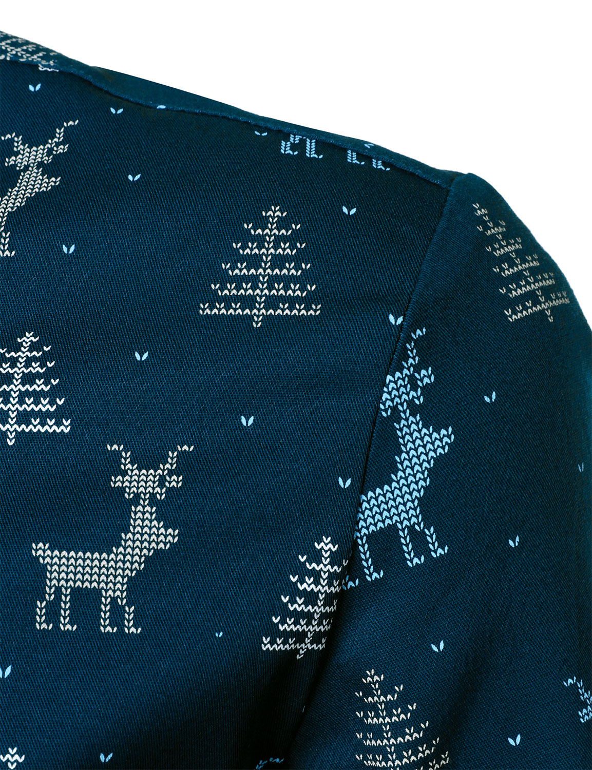Camisa de manga larga para hombre con estampado de ciervo navideño y diseño transpirable en azul marino