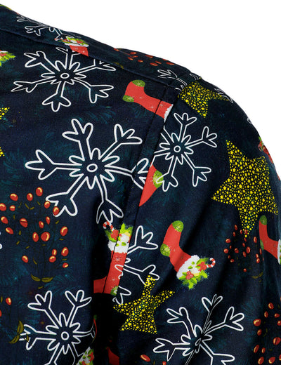 Camisa de plancha para Navidad de hombre de manga larga de algodón