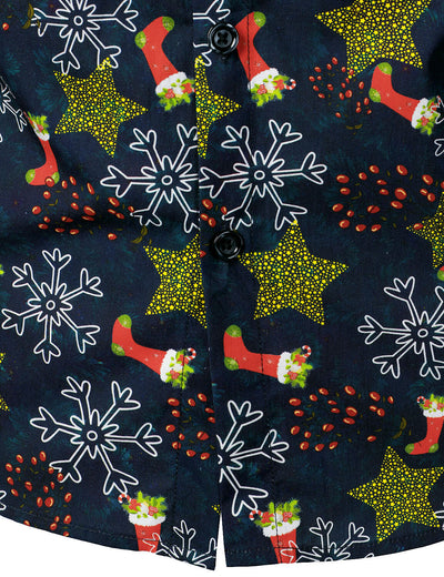 Camisa de plancha para Navidad de hombre de manga larga de algodón