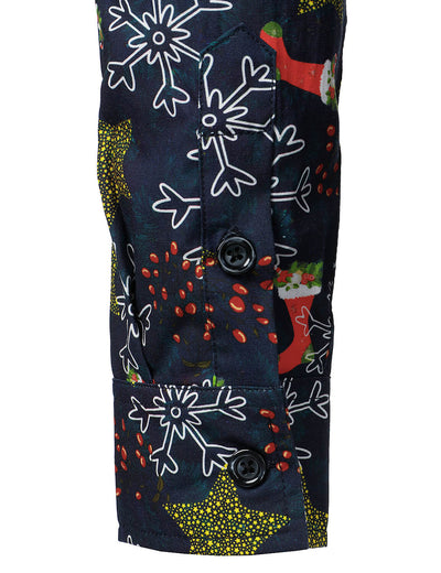 Camisa de plancha para Navidad de hombre de manga larga de algodón