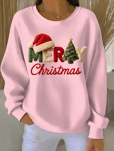 Sudadera casual con estampado navideño para mujeres