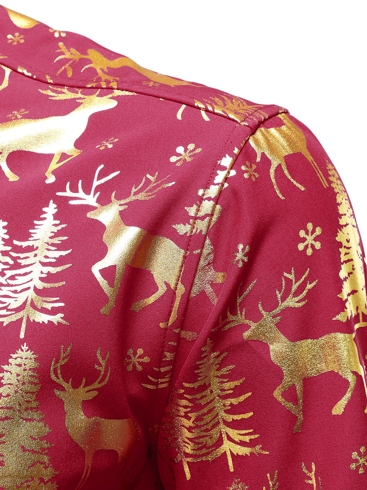 Camisa de manga larga con dibujo festivo de reno dorado para hombre