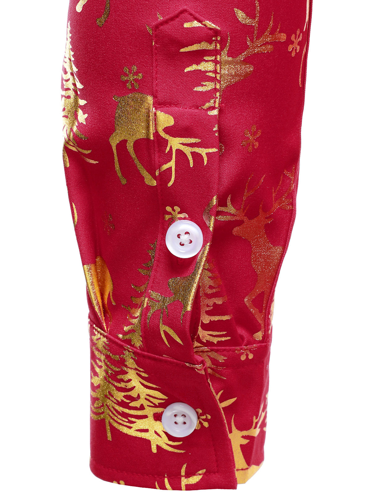 Camisa de manga larga con dibujo festivo de reno dorado para hombre