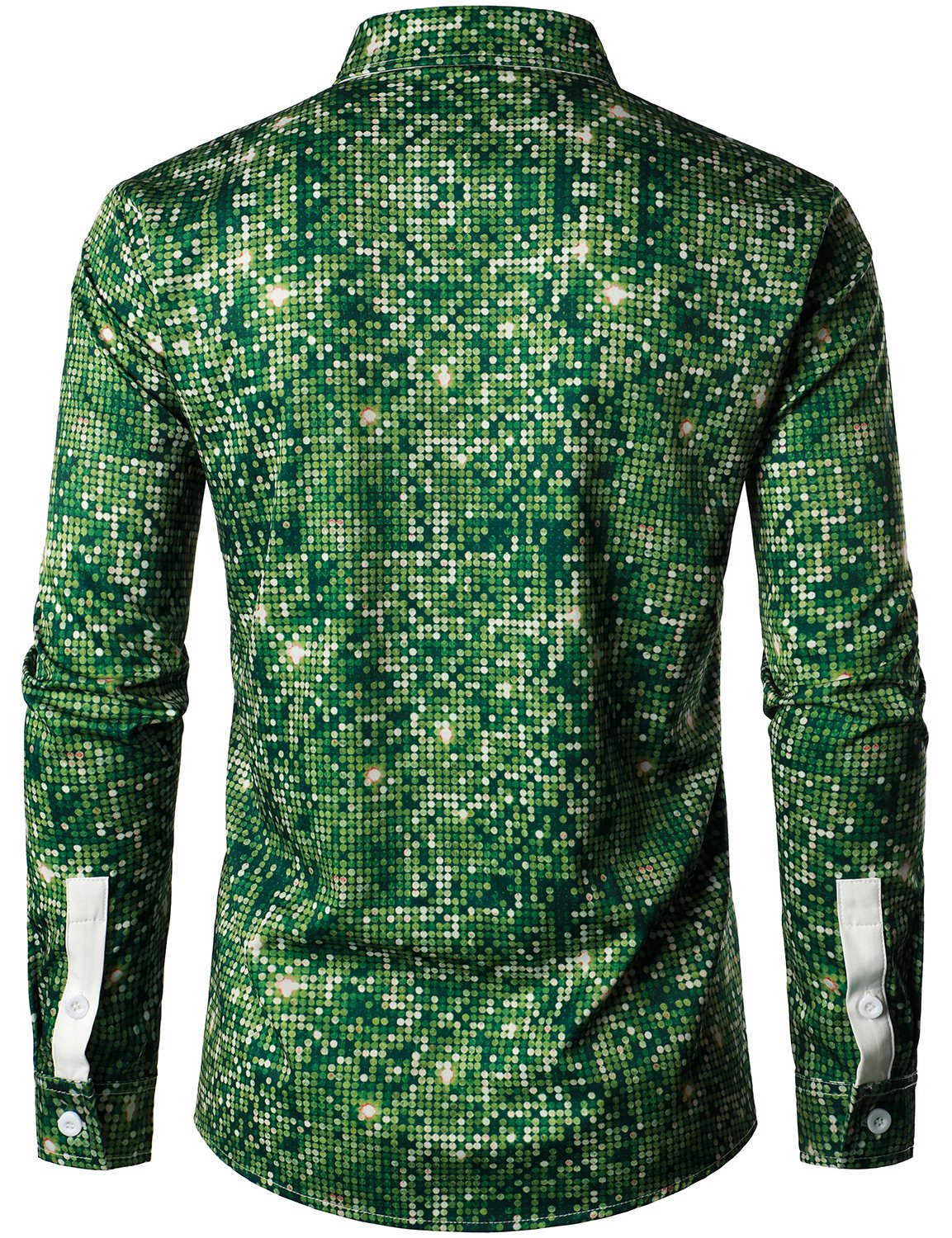 Camisa de hombre con temática navideña divertida para árbol de Navidad, camiseta de vacaciones en color verde, con botones y mangas largas