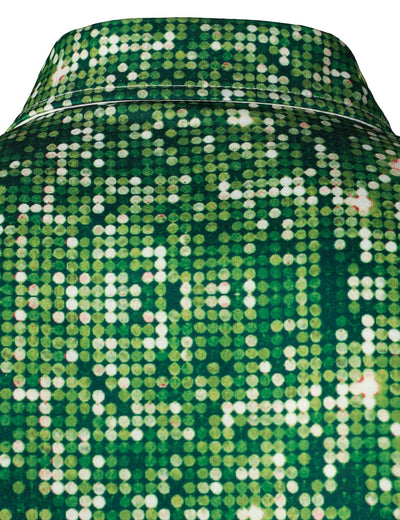 Camisa de hombre con temática navideña divertida para árbol de Navidad, camiseta de vacaciones en color verde, con botones y mangas largas