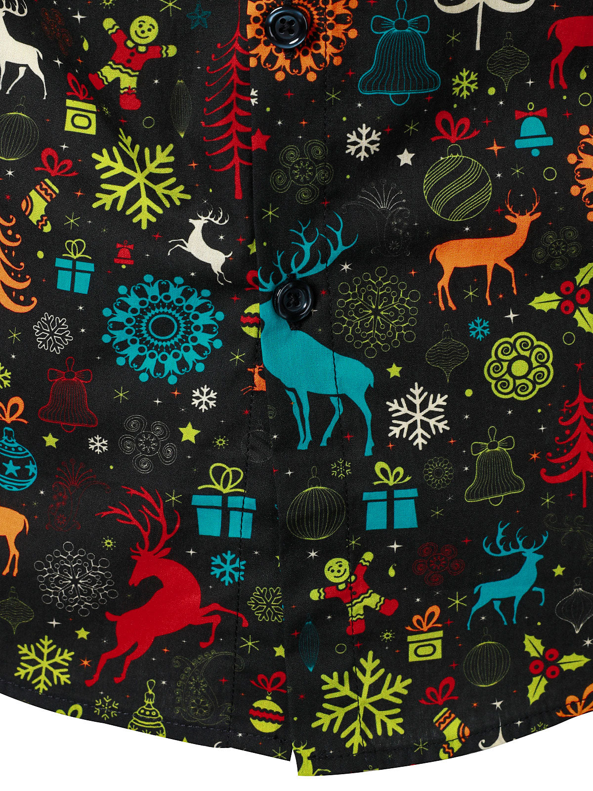 Camisa de manga larga divertida de renos navideños y copos de nieve para hombres