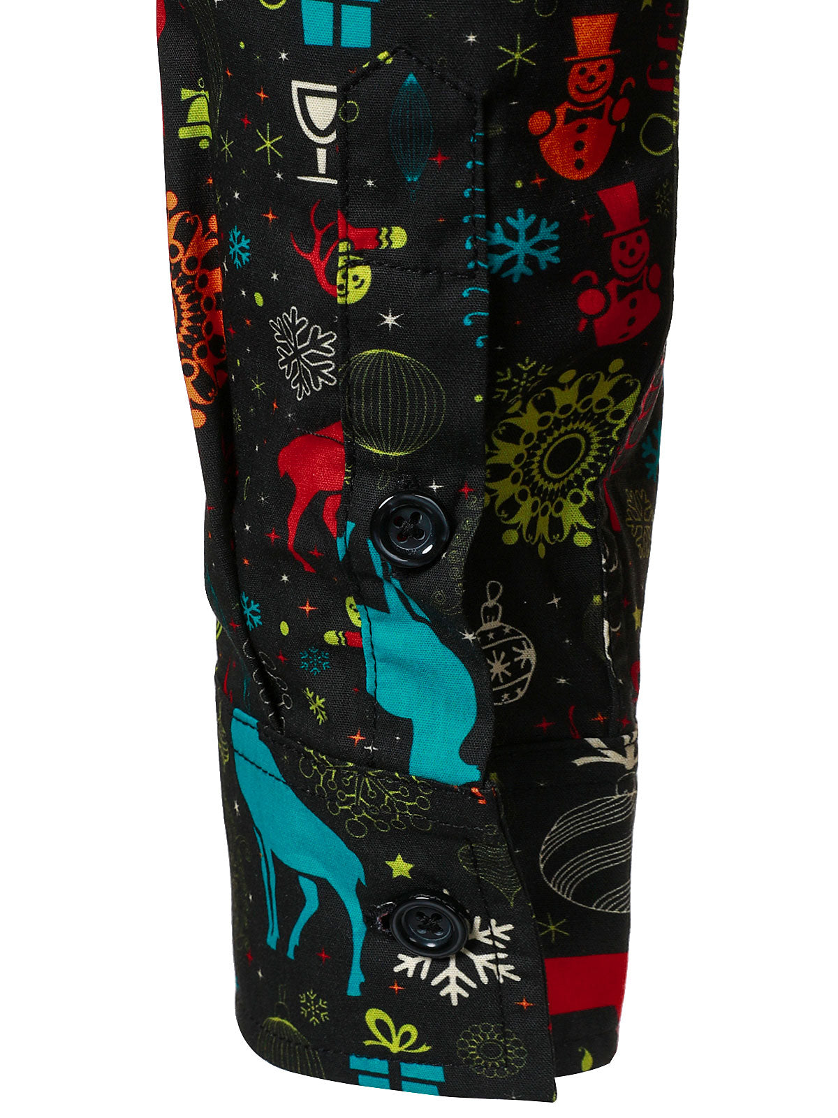 Camisa de manga larga divertida de renos navideños y copos de nieve para hombres